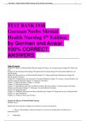 TEST BANK FOR Gorman Neebs Mental  Health Nursing 5th Edition  by Gorman and Anwar 100% CORRECT  ANSWERS