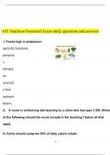 ATI Nutrition Proctored Exam study questions with complete answers