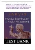 PHYSICAL EXAMINATION AND HEALTH ASSESSMENT 8TH EDITION  JARVIS TEST BANK &comma;ALL CHAPTERS INCLUDED WITH QUESTIOINS AND CORRECT ANSWERS &lpar;100&percnt; QUARANTEE PASS&rpar;