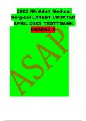 2023 RN Adult Medical Surgical LATEST UPDATED APRIL 2023 TESTTBANK  GRADED A