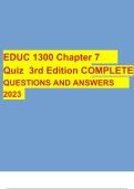 EDUC 1300 Chapter 7 Quiz 3rd Edition COMPLETE QUESTIONS AND ANSWERS 2023