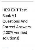 HESI EXIT Test Bank V1 Questions And Correct Answers (100% verified solutions)    Best verified solutions