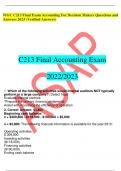 WGC C213 Final Exam Accounting For Decision Makers Questions and Answers 2023 &lpar;Verified Answers&rpar;