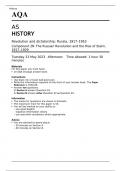 AQA AS HISTORY Revolution and dictatorship: Russia, 1917–1953 Component 2N MAY 2023 QUESTION PAPER - The Russian Revolution and the Rise of Stalin, 1917–1929