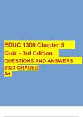 EDUC 1300 Chapter1 UPTO 8 Quiz - 3rd Edition QUESTIONS AND ANSWERS 2023 GRADED A+.