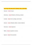 NLN PAX VOCABULARY WORDS WELL DEFINED