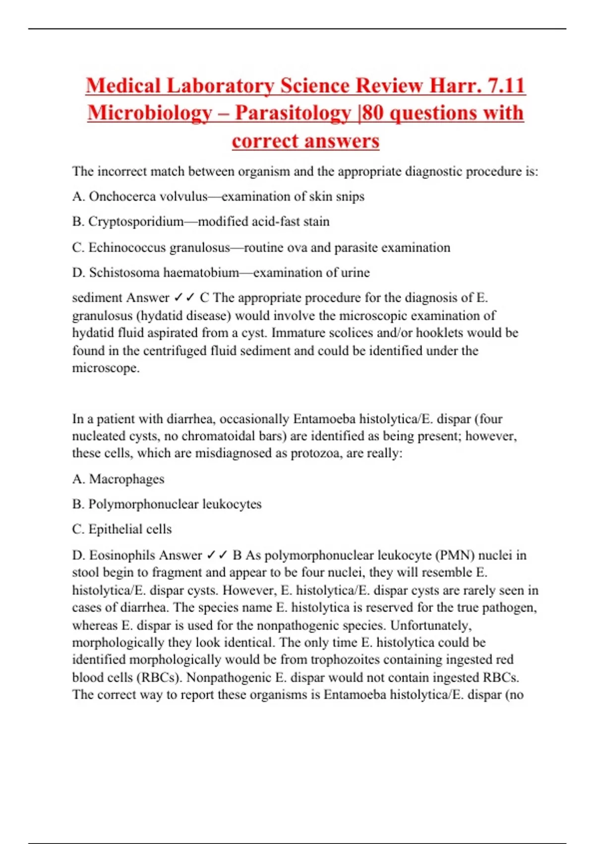 Medical Laboratory Science Review Harr. 7.11 Microbiology