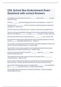 CDL School Bus Endorsement Exam Questions with correct Answers 