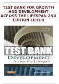 TEST BANK FOR GROWTH AND DEVELOPMENT ACROSS THE LIFESPAN 2ND EDITION LEIFER, FLECK