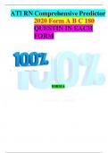 ATI RN Comprehensive Predictor 2020 Form A B C 180 QUESTIN IN EACH FORM