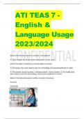 ATI TEAS 7 -  English & Language Usage 2023&sol;2024