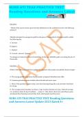 NURS ATI TEAS PRACTICE TEST  Reading Questions and Answers Latest Update 2023 Rated A&plus;