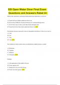 SSI Open Water Diver Final Exam Questions and Answers Rated A+