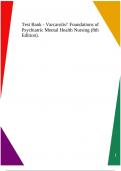 Test Bank - Varcarolis' Foundations of Psychiatric Mental Health Nursing (8th Edition).