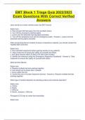 EMT Block 1 Triage Quiz 2022/2023 Exam Questions With Correct Verified Answers