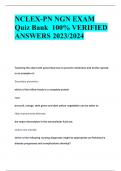 NCLEX-PN NGN EXAM  Quiz Bank 100&percnt; VERIFIED  ANSWERS 2023&sol;2024