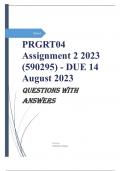 PRGRT04 Assignment 2 2023 &lpar;590295&rpar; - DUE 14 August 2023