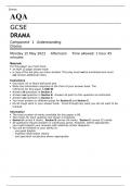 AQA GCSE DRAMA Component 1 MAY 2023 QUESTION PAPER&colon; Understanding Drama