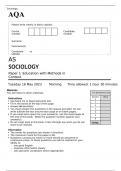 AQA AS SOCIOLOGY Paper 1 MAY 2023 QUESTION PAPER: Education with Methods in Context
