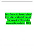 Test Bank for Essentials of Psychiatric Mental Health Nursing 4th Edition by Varcarolis-updated 2023