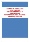 HUMAN ANATOMY (THE RESPIRATORY SYSTEM)QUESTIONS & ANSWERS (A+ GUARANTEED)100% VERIFIED  UPDATED VERSION