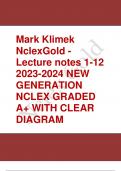 Mark Klimek NclexGold - Lecture notes 1-12 2023-2024 NEW GENERATION NCLEX GRADED A+ WITH CLEAR DIAGRAM