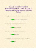 Exam 2: NUR 2356/ NUR2356 Multidimensional Care 1 (MDC 1) Exam 2 | Questions and Verified Answers| 2023/ 2024 Update