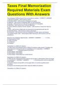 Taxes Final Memorization Required Materials Exam Questions With Answers