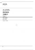 AQA A-LEVEL PHYSICS 7408/1 Paper 1 Mark scheme June 2022 