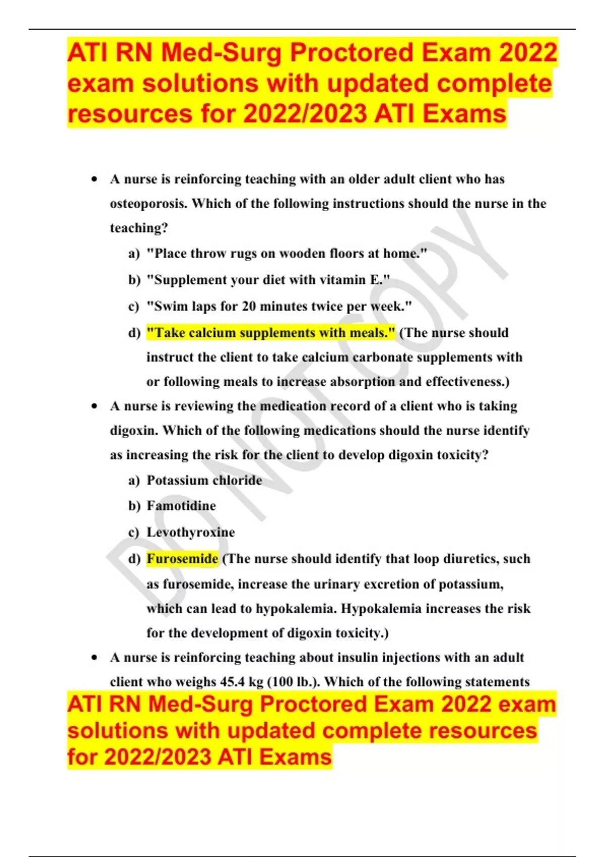 ATI RN Med-Surg Proctored Exam 2022 exam solutions with updated ...