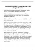 Engineering Reliability Exam Questions With Complete Solutions