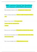 DMV Learners Permit Test Questions and Answers &lpar;2022&sol;2023&rpar; &lpar;Scored A&rpar;