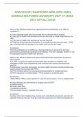 ANALYSIS OF HEALTHCARE DATA (HITC 4100) GEORGIA SOUTHERN UNIVERSITY UNIT 17 /2023-2024 ACTUAL EXAM