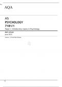 AQA AS PSYCHOLOGY 7181/1 Paper 1 Introductory topics in Psychology Mark scheme June 2022