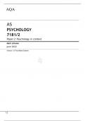 AQA AS PSYCHOLOGY 7181/2 Paper 2 Psychology in context Mark scheme June 2022