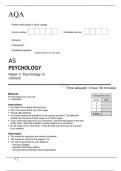 AQA AS PSYCHOLOGY Paper 2 Psychology in context june 2022 Actual Paper 