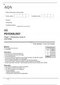 AQA AS PSYCHOLOGY Paper 1 Introductory topics in psychology June 2022