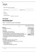 AQA A-level PSYCHOLOGY Paper 1 Introductory topics in psychology June 2022