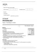 AQA A-level PSYCHOLOGY Paper 2 Psychology in context June 2022