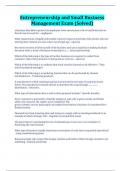 Entrepreneurship and Small Business Management Exam &lpar;Solved&rpar;
