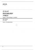 AQA A level PSYCHOLOGY 7182/2 Paper 2 Psychology in context Mark scheme June 2022
