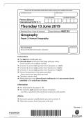 Geography GCSE Pearson edxecel past paper