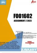 FOO1602 Assignment 2 2023 (748010) - DUE 15 August 2023