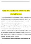 CRRN Post Test Questions and Answers 2023 (Verified Answers)