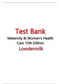 Test Bank for Maternity & Women's Health Care 12th Edition by  Lowdermilk