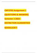 CMY3702 Assignment 1 &lpar;QUESTIONS & ANSWERS&rpar; Semester 2 2023 - DISTINCTION GUARANTEED GOODLUCK&excl;&excl;&excl;