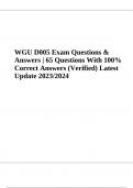 WGU D005 Exam Questions & Answers &vert; 65 Questions With 100&percnt; Correct Answers Latest Update 2023&sol;2024