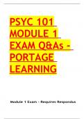 PSYC 101 MODULE 1 EXAM Q&A - PORTAGE LEARNING