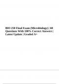 BIO 250 Final Exam Microbiology | 60 Questions With Correct Answers | Latest Update Graded A+