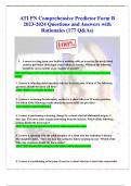 ATI PN Comprehensive Predictor Form B  2023-2024 Questions and Answers with  Rationales &lpar;177 Q&As&rpar;
